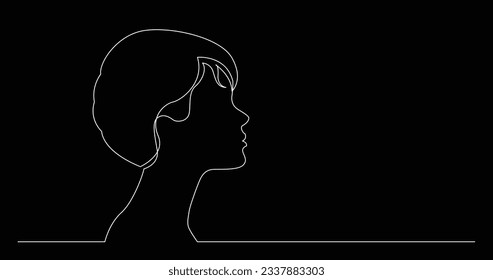 dibujo de línea continua ilustración vectorial de persona normal diverso concepto de perfil de usuario sobre fondo negro