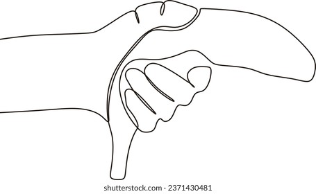 Continuous line drawing vector illustration of hand holding banan