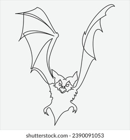 Continuous line drawing vector illustration bat art