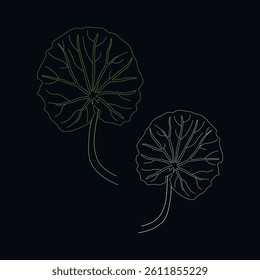 continuous line drawing of vector illustration of different type of leaves.