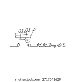 Dibujo de línea continua Ilustración vectorial de una venta de día 01.01. Un diseño de súper venta presentado en un estilo simple, lineal y de línea continua. Un concepto temático de compras en línea para sus activos de diseño.