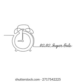 Ilustração vetorial de desenho de linha contínua de uma Venda Diária 02.02. Um design super venda apresentado em um estilo simples, linear, linha contínua. Um conceito com tema de compras on-line para seus recursos de design.