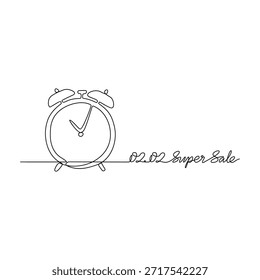 Ilustração vetorial de desenho de linha contínua de uma Venda Diária 02.02. Um design super venda apresentado em um estilo simples, linear, linha contínua. Um conceito com tema de compras on-line para seus recursos de design.
