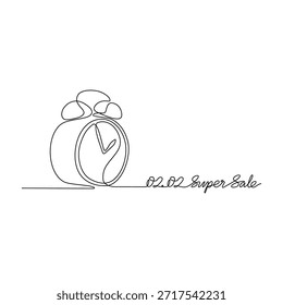 Ilustração vetorial de desenho de linha contínua de uma Venda Diária 02.02. Um design super venda apresentado em um estilo simples, linear, linha contínua. Um conceito com tema de compras on-line para seus recursos de design.