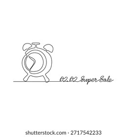 Ilustração vetorial de desenho de linha contínua de uma Venda Diária 02.02. Um design super venda apresentado em um estilo simples, linear, linha contínua. Um conceito com tema de compras on-line para seus recursos de design.
