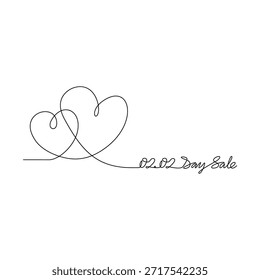 Ilustração vetorial de desenho de linha contínua de uma Venda Diária 02.02. Um design super venda apresentado em um estilo simples, linear, linha contínua. Um conceito com tema de compras on-line para seus recursos de design.