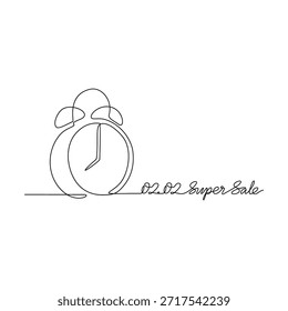 Ilustração vetorial de desenho de linha contínua de uma Venda Diária 02.02. Um design super venda apresentado em um estilo simples, linear, linha contínua. Um conceito com tema de compras on-line para seus recursos de design.