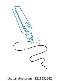 Continuous Line Drawing of Vector isolated sign symbol of Electric Eraser. One line icon Illustration of a Battery Operated Eraser Automatic School Supplies Stationery