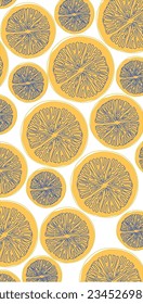 Continuous line drawing vector lemon pattern. Simple style.
