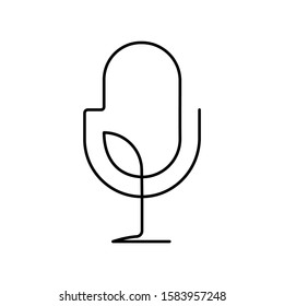 Continuous Line Drawing of Vector retro, vintage microphone icon thin line for web and mobile, modern minimalistic linear design.