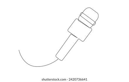 Continuous Line Drawing of Vector wired microphone icon design