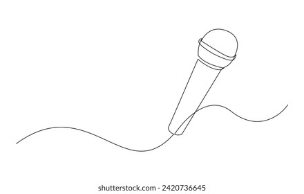 Continuous Line Drawing of Vector wired microphone icon design