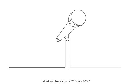 Continuous Line Drawing of Vector wired microphone icon design