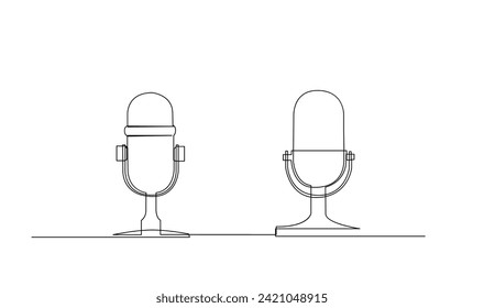 Continuous Line Drawing of Vector wired microphone icon design