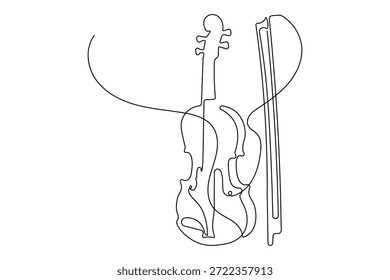 Desenho de linha contínua de um ícone de violino design minimalista isolado