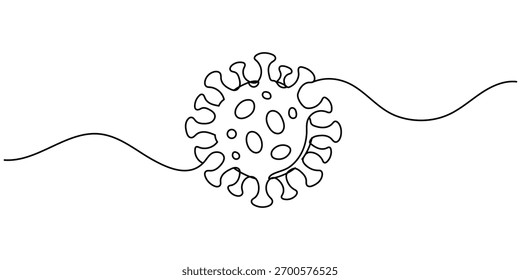 Dibujo de línea continua del símbolo del virus. ilustración abstracta del arte de línea del concepto de salud