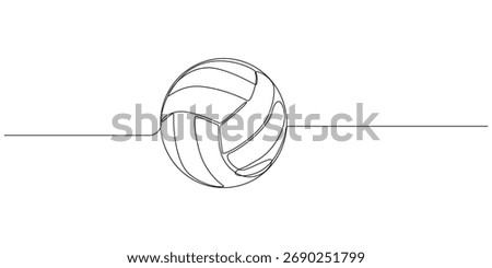  Continuous Line Drawing of a Volleyball, Volleyball one line art Vector illustration,Continuous line drawing of beach ball.