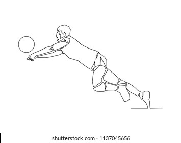 Continuous Line Drawing Of Volleyball Player Vector Illustration