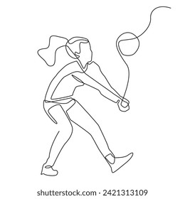 continuous line drawing of volleyball player.single line vector of female volleyball player hitting the ball.line art of female volleyball player