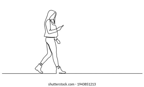 continuous line drawing walking