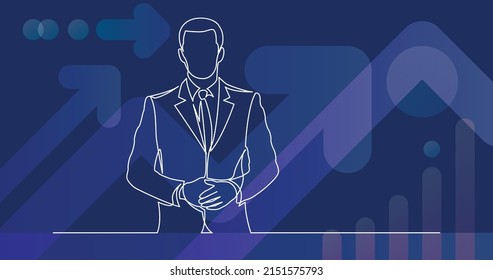 continuous line drawing of walking businessman in suit