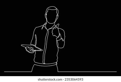 continuous line drawing of walking businessman in suit