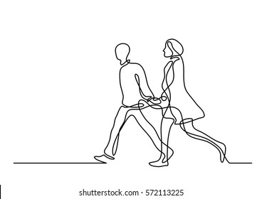 continuous line drawing walking couple