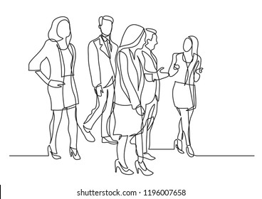 Continuous Line Drawing Walking Team Professionals Stock Vector 