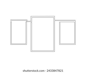 Continuous Line Drawing Of Wall Frame. One Line Of Picture Frame. Frame Continuous Line Art. Editable Outline.
