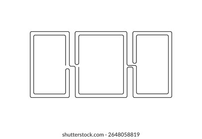 Doorlopende lijntekening van wandframe. Frame Continuous Line Art. Bewerkbare omtrek. fotoframe polaroid. concept vector art. Doodle line. 