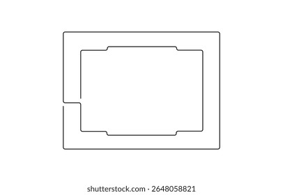 Doorlopende lijntekening van wandframe. Frame Continuous Line Art. Bewerkbare omtrek. fotoframe polaroid. concept vector art. Doodle line. 