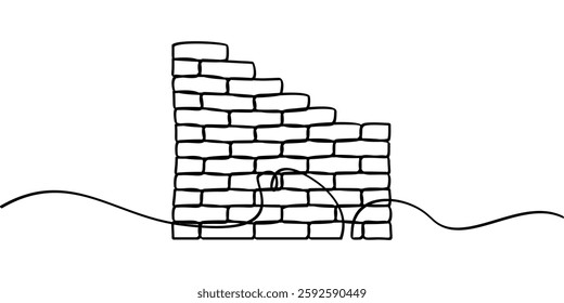 continuous line drawing of wall symbol. abstract line art illustration