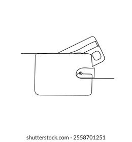 continuous line drawing wallet related illustration vector