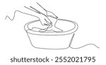 continuous line drawing of washing clothes.one line drawing of a woman