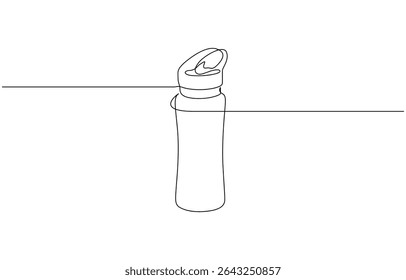 Continuous Line Drawing of Water Bottle Icon. Hand Drawn Symbol Vector Illustration, Water bottle continuous one line drawing isolated on white background concept of healthy lifestyle.