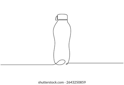 Continuous Line Drawing of Water Bottle Icon. Hand Drawn Symbol Vector Illustration, Water bottle continuous one line drawing isolated on white background concept of healthy lifestyle.