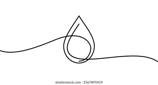 continuous line drawing of water drop symbol. abstract line art illustration