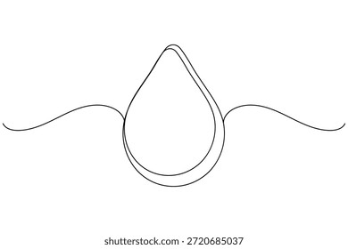 Continuous line drawing of a water drop for ecological and nature concept