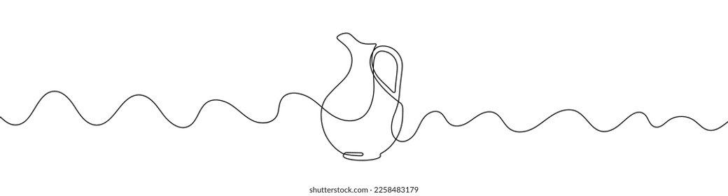 Continuous line drawing of water jug. Line art of jug. One line drawing background. Vector illustration.