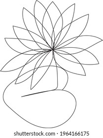 Continuous line drawing of a water lilly flower (Nymphaeaceae) July birth Flower