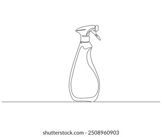 Kontinuierliche Linienzeichnung der Wassersprühflasche. Einzeilige Darstellung einer Sprühflasche. Desinfektionsmittel, Barbier, Gärtner, Konzept. Bearbeitbare Gliederung