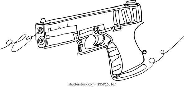 Continuous line drawing of weapon and gun sign. Collection of weapon and army stock vector illustration.