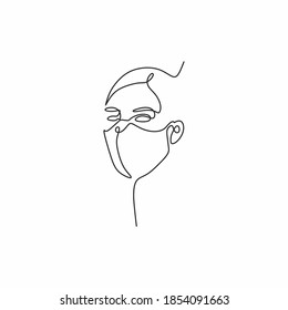 continuous line drawing wearing a mask