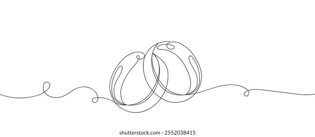 Dibujo de línea continua de anillos de boda. Una línea de arte de anillos, matrimonio, amor