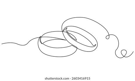 Continuous line drawing of wedding rings
