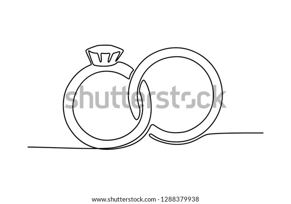 Continuous Line Drawing Wedding Rings Black Stock Vector (Royalty Free