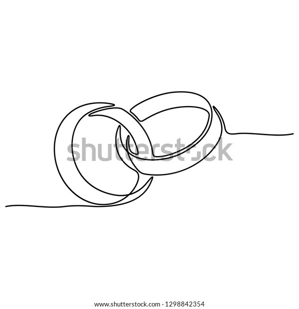 Continuous Line Drawing Wedding Rings Template Stock Vector (Royalty ...