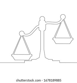 dibujo continuo del peso de la justicia