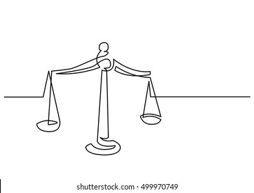 continuous line drawing of weight of justice