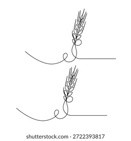 Dibujo de línea continua de espigas de trigo aisladas sobre fondo blanco Ilustración vectorial



